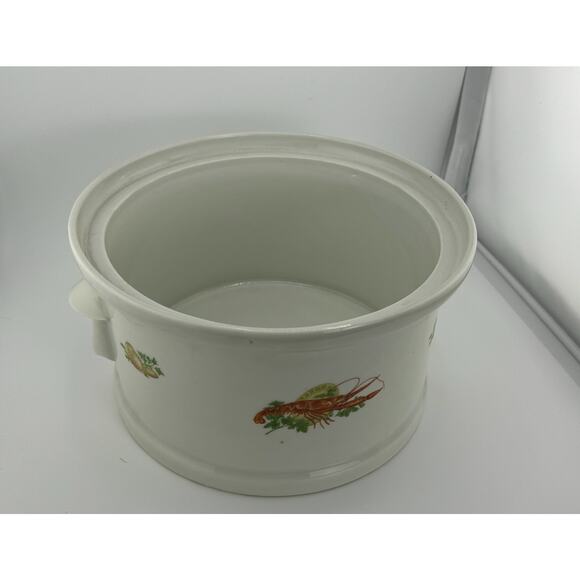 RARE French Hand Painted Crock Dish Porcelaine de France Mid Century Seafood - Picture 7 of 10